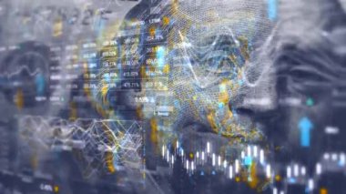 Borsa Fiyat Değişikliklerinin Dijital Animasyonu. 4k Döngülü. 