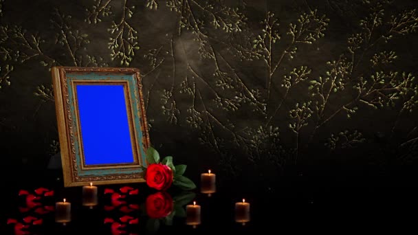 Animation Funeral Memorial Day Photo Placed Blue Screen 422 Prores — Αρχείο Βίντεο