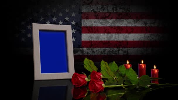 Memorial Day Card Flag Usa Background Looped Photo Can Placed — Αρχείο Βίντεο