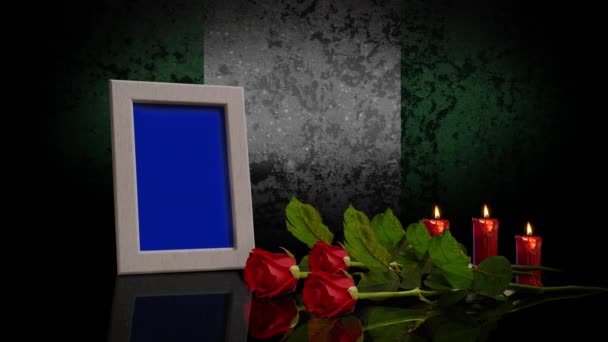 Κάρτα Μνήμης Σημαία Της Νιγηρίας Στο Παρασκήνιο Κλούπωμα Φωτογραφία Μπορεί — Αρχείο Βίντεο