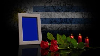 Memorial Day Card. With the Flag of Uruguay in the Background. Looped. Photo can be Placed in Blue Frame.