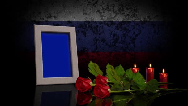 Memorial Day Card Flag Russia Background Looped Photo Can Placed — 图库视频影像