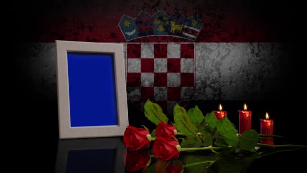 Memorial Day Card Flag Croatia Background Looped Photo Can Placed — ストック動画