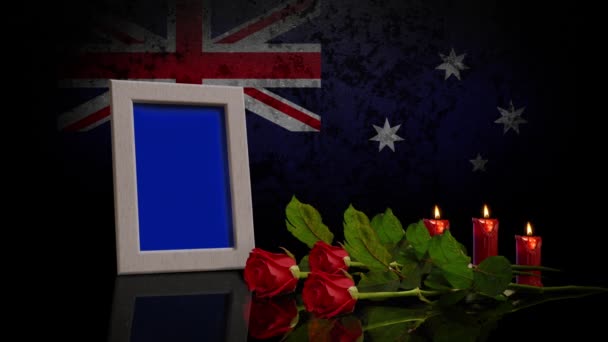 Memorial Day Card Flag Australia Background Looped Photo Can Placed — ストック動画