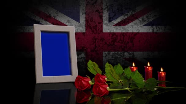 Κάρτα Μνήμης Σημαία Του Ηνωμένου Βασιλείου Στο Παρασκήνιο Κλούπωμα Φωτογραφία — Αρχείο Βίντεο