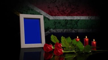 Memorial Day Card. With the Flag of South Africa in the Background. Looped. Photo can be Placed in Blue Frame.