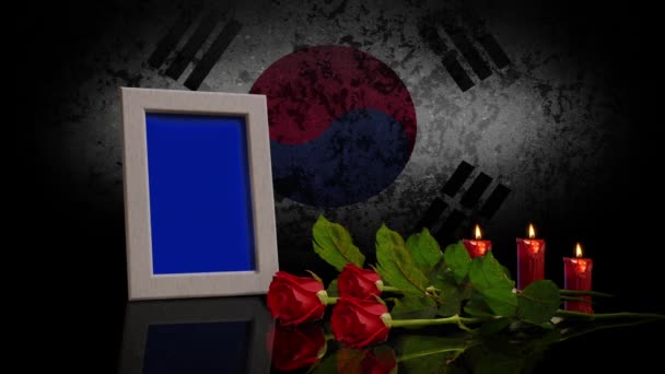 Memorial Day Card Flag Korea Background Looped Photo Can Placed — 비디오