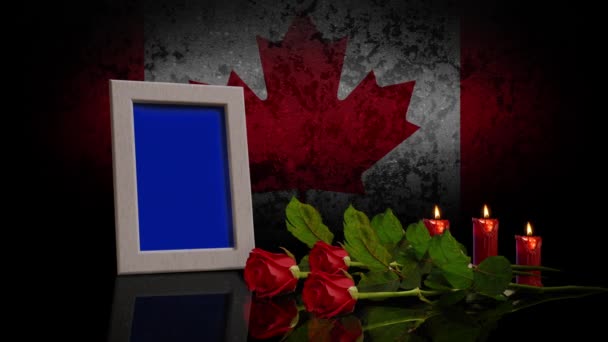 Memorial Day Card Flag Canada Background Looped Photo Can Placed — 图库视频影像