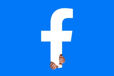 Eller ve Facebook logosu işareti