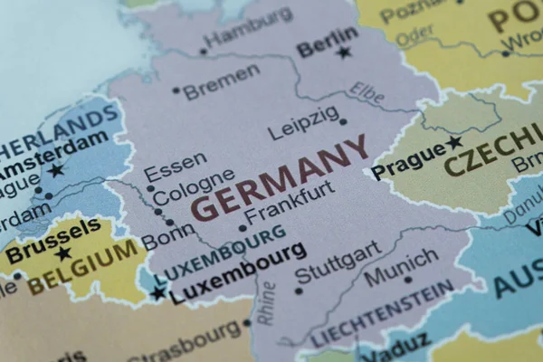 Germany location on map , travel idea, Berlin and Germany on map , vacation and road trip concept, pinned destination, top view