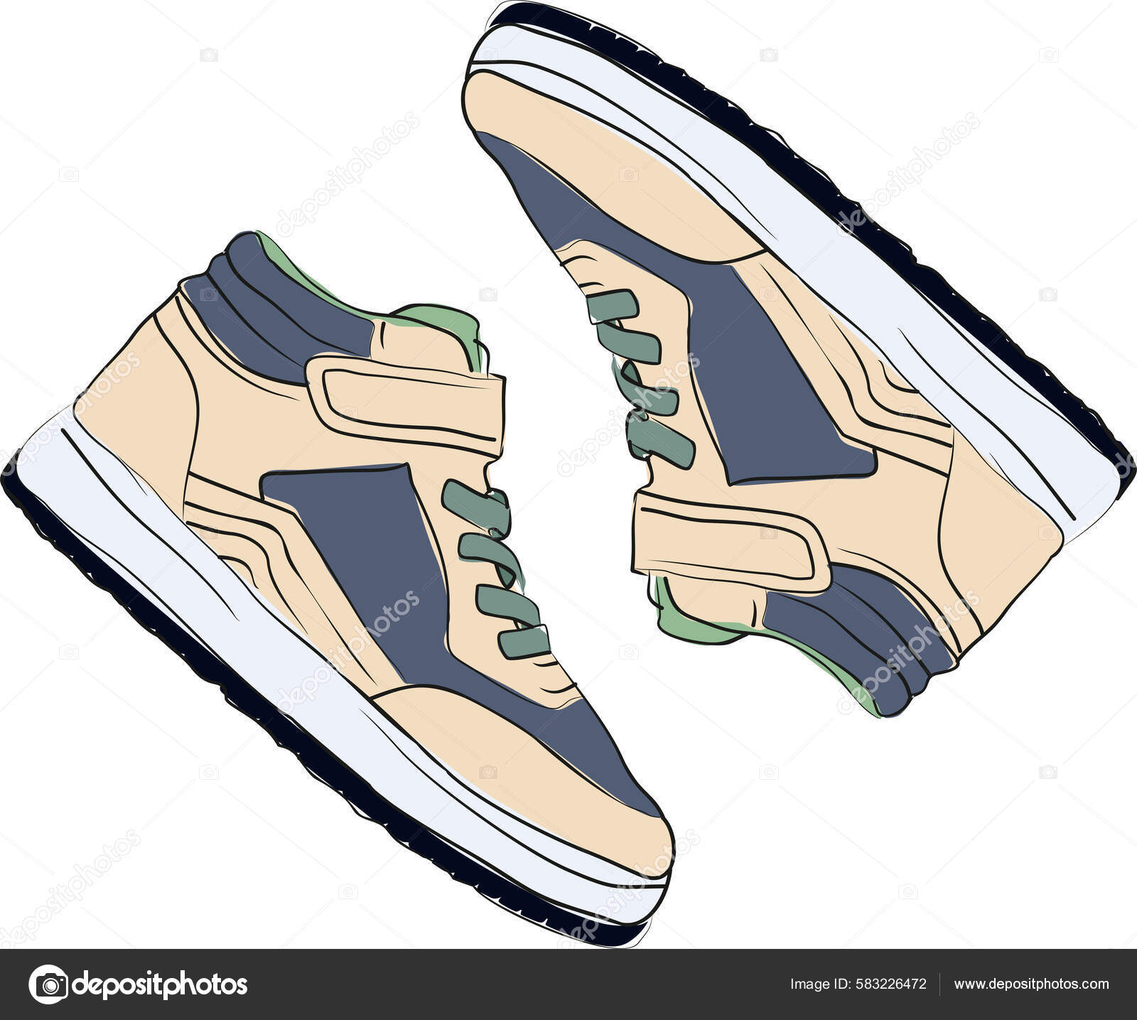 Pale Color Fashion Sneakers Illustration Sketch Concept Drawing