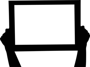 İki el, bir işaret vektör siluetini, kopyalama alanı siyah rengini, kollu bir tabela, beyaz arkaplanda izole edilmiş