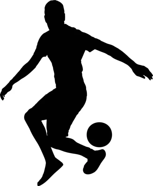 Juggle Soccer Ball Vector Silhouette Football Male Person Ball Bouncing — Stock Vector