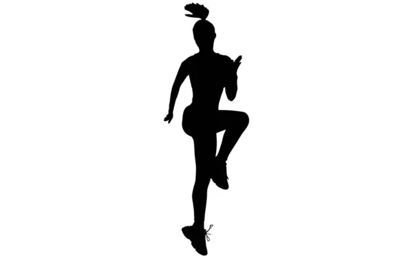 Training Woman Vector Silhouette Female Working Out Warming Silhouette Sport — Stock Vector