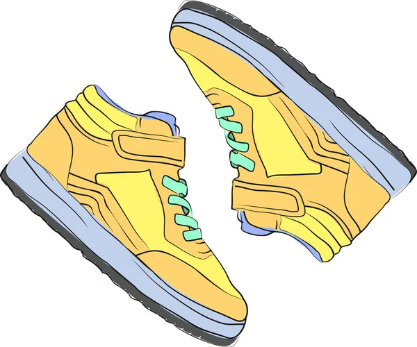 Pálido Cor Moda Tênis Ilustração Sketch Conceito Desenho Sapatos Sapatilha — Vetor de Stock