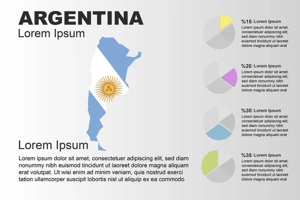 Argentina Infografía Uso General Vector Plantilla Con Gráfico Circular Copia — Archivo Imágenes Vectoriales