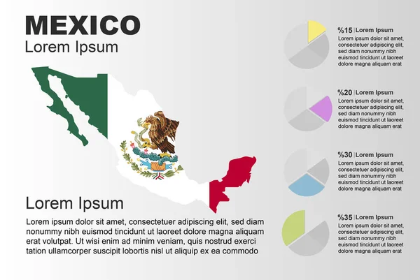 Modèle Vectoriel Utilisation Générale Infographie Mexique Avec Diagramme Secteurs Idée — Image vectorielle