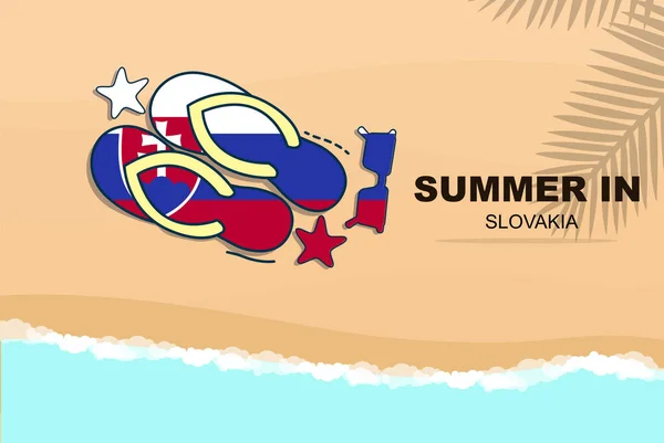 Σλοβακία Καλοκαίρι Διακοπές Vector Banner Παραλία Έννοια Διακοπών Σαγιονάρες Γυαλιά — Διανυσματικό Αρχείο