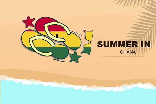 Γκάνα Καλοκαίρι Διακοπές Vector Banner Παραλία Έννοια Διακοπών Σαγιονάρες Γυαλιά — Διανυσματικό Αρχείο