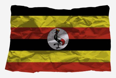 Buruşuk kağıt vektör üzerinde Uganda bayrağı, kopyalama alanı, Ülke logosu kavramı, buruşuk doku kağıdı ile Uganda bayrağı, ulus sembolü grafik geri dönüşüm fikri, basit vektör, düz tasarım