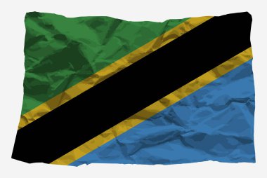 Buruşuk kağıt vektör, kopyalama alanı, Ülke logosu kavramı, buruşuk doku kağıdı ile Tanzanya bayrağı, ulus sembolü grafik geri dönüşüm fikri, basit vektör, düz tasarım