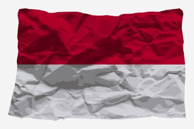 Buruşuk kağıt vektör üzerindeki Monako bayrağı, kopya alanı, Country logosu konsepti, buruşuk doku kağıdı ile Monako bayrağı, ulus sembolü grafik geri dönüşüm fikri, basit vektör, düz tasarım