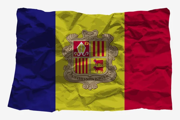 Andorra Flagga Skrynkligt Papper Vektor Kopiera Utrymme Land Logotyp Koncept — Stock vektor