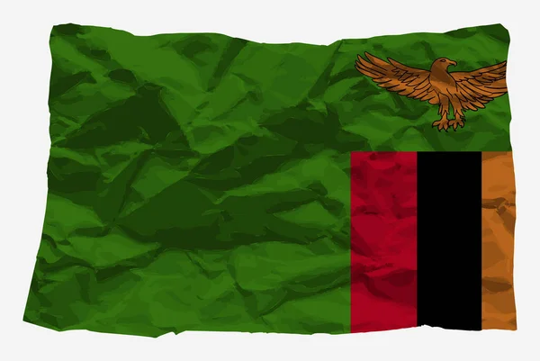 Bandera Zambia Vector Papel Arrugado Espacio Copia Concepto Logotipo País — Vector de stock