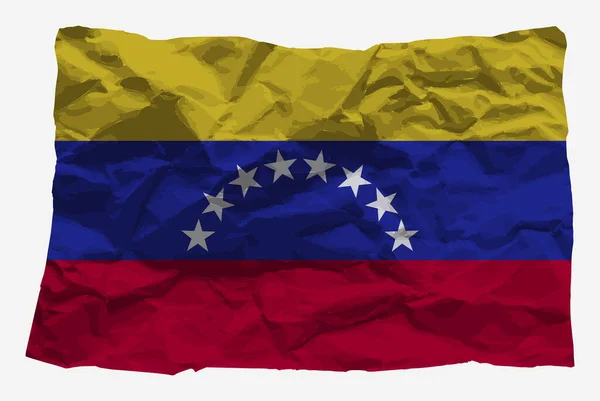 Venezuela Zászló Gyűrött Papír Vektoron Másolás Ország Logó Koncepció Venezuela — Stock Vector