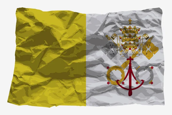 Vatican Flag Crumpled Paper Vector Copy Space Country Logo Concept — Stock Vector