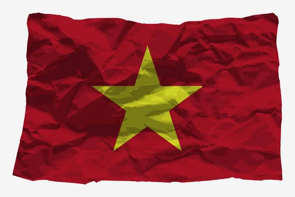 Флаг Вьетнама Смятом Бумажном Векторе Копировальное Пространство Концепция Логотипа Страны — стоковый вектор