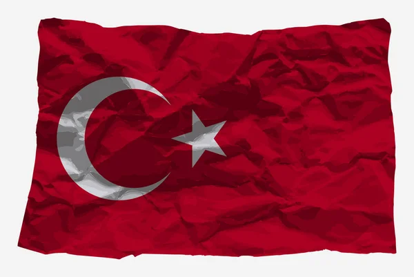 Türkei Flagge Auf Zerknittertem Papiervektor Kopierraum Länderlogokonzept Türkei Flagge Mit — Stockvektor