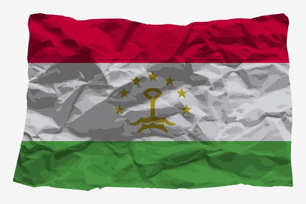 Флаг Таджикистана Смятом Бумажном Векторе Копировальное Пространство Концепция Логотипа Страны — стоковый вектор