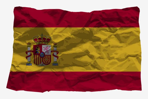 Spanje Vlag Verfrommeld Papier Vector Kopieerruimte Land Logo Concept Spanje — Stockvector