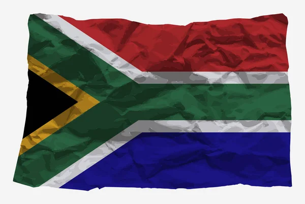 砕いた紙ベクトル上の南アフリカのフラグ コピースペース 国のロゴのコンセプト しわのあるテクスチャ紙と南アフリカのフラグ 国のシンボルグラフィックリサイクルのアイデア 単純なベクトル フラットのデザイン — ストックベクタ