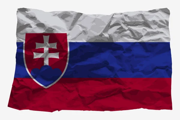 斯洛伐克国旗在皱折纸载体上 复制空间 国家标识概念 斯洛伐克国旗与皱折纹理纸 国家符号图形回收思想 简单矢量 平面设计 — 图库矢量图片