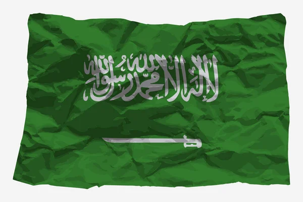 Drapeau Arabie Saoudite Sur Vecteur Papier Froissé Espace Copie Concept — Image vectorielle