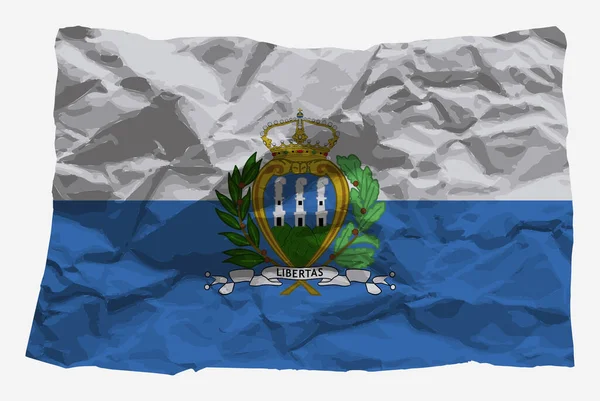 San Marino Flagga Skrynkligt Papper Vektor Kopiera Utrymme Land Logotyp — Stock vektor