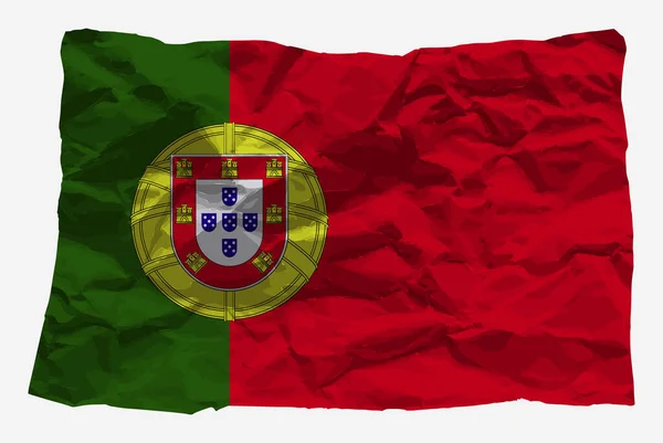 Португальский Флаг Смятом Векторе Бумаги Пространство Копирования Концепция Логотипа Страны — стоковый вектор