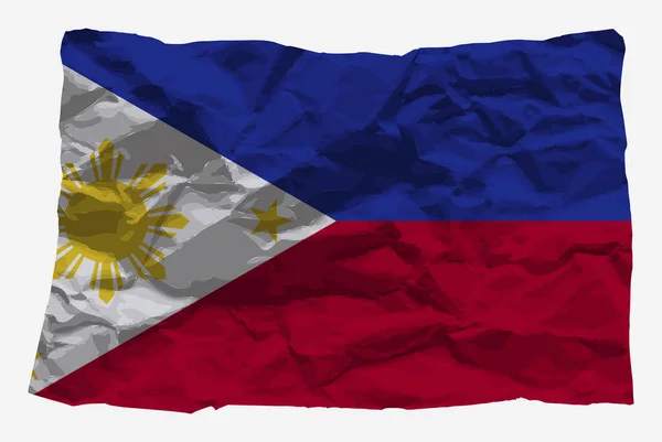 菲律宾国旗在皱折纸载体上 复制空间 国家标识概念 菲律宾国旗与皱折纹理纸 国家符号图形回收思想 简单矢量 平面设计 — 图库矢量图片