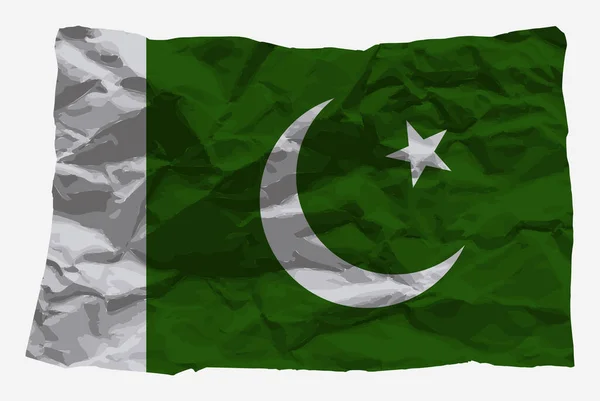 Pákistánská Vlajka Zmačkaném Papírovém Vektoru Kopírovací Prostor Koncept Loga Země — Stockový vektor