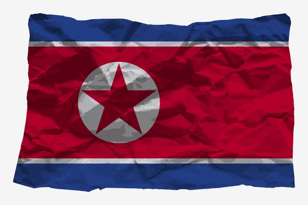 Noord Korea Vlag Verfrommeld Papier Vector Kopieerruimte Land Logo Concept — Stockvector