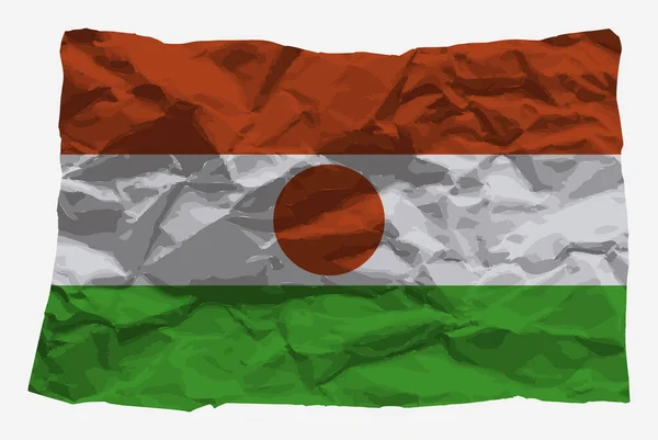 Флаг Нигера Смятом Векторе Бумаги Пространство Копирования Концепция Логотипа Страны — стоковый вектор