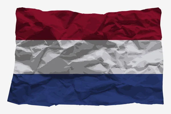 折叠纸载体上的荷兰国旗 复制空间 国家标识概念 皱纹纸上的荷兰国旗 国家符号图形回收思想 简单矢量 平面设计 — 图库矢量图片