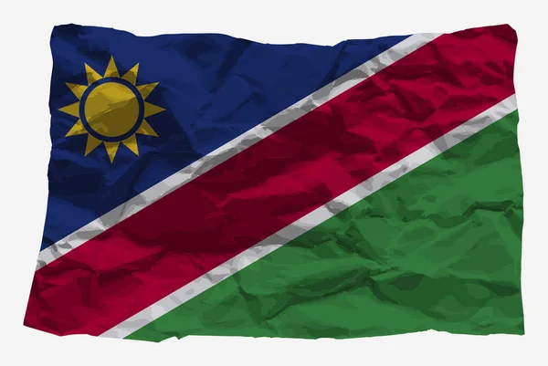 折り目のある紙ベクトル コピースペース 国のロゴのコンセプト しわのあるテクスチャ紙とナミビアの旗 国のシンボルのグラフィックリサイクルのアイデア 単純なベクトル フラットデザイン — ストックベクタ