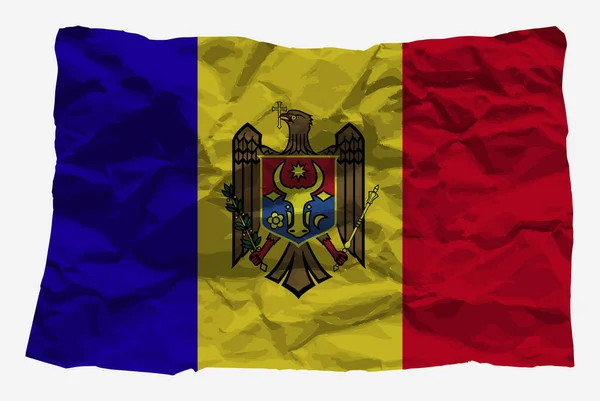 Moldawien Flagge Auf Zerknittertem Papiervektor Kopierraum Länderlogokonzept Moldawien Flagge Mit — Stockvektor