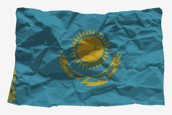 Kasachstan Flagge Auf Zerknittertem Papiervektor Kopierraum Länderlogokonzept Kasachstan Flagge Mit — Stockvektor