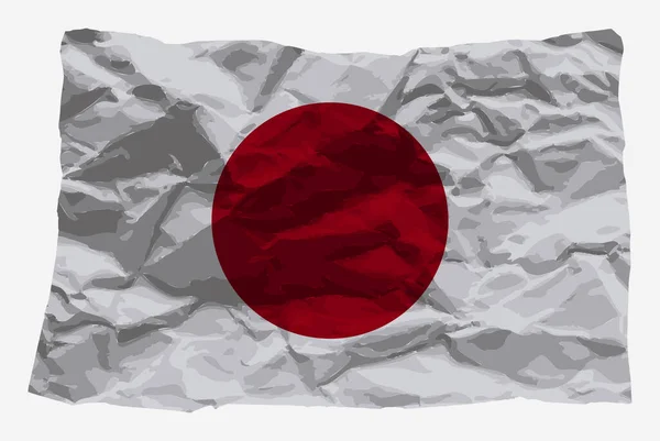 Bandera Japón Vector Papel Arrugado Espacio Copia Concepto Logotipo País — Vector de stock