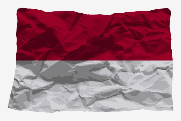 Indonéská Vlajka Zmačkaném Papírovém Vektoru Kopírovací Prostor Koncept Loga Země — Stockový vektor