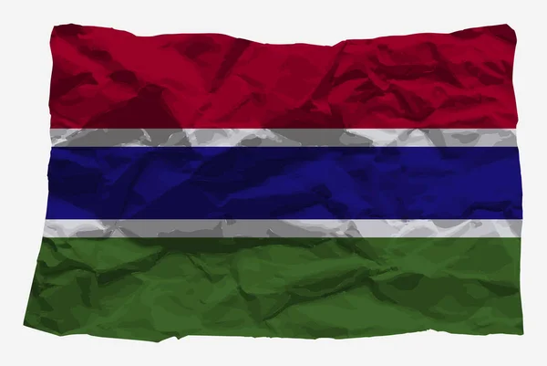 Gambia Flagga Skrynkligt Papper Vektor Kopiera Utrymme Land Logotyp Koncept — Stock vektor